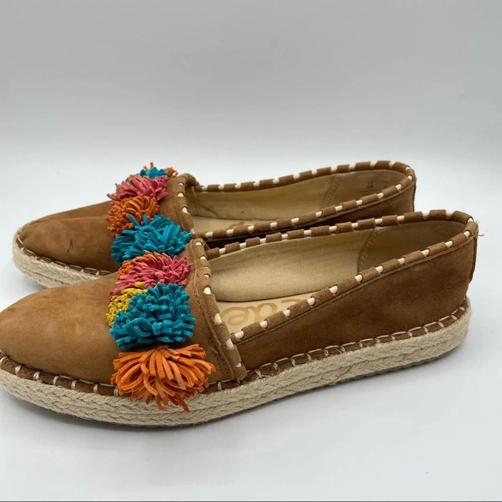 SAM EDELMAN Issa Pom Pom Espadrille Tan Multi